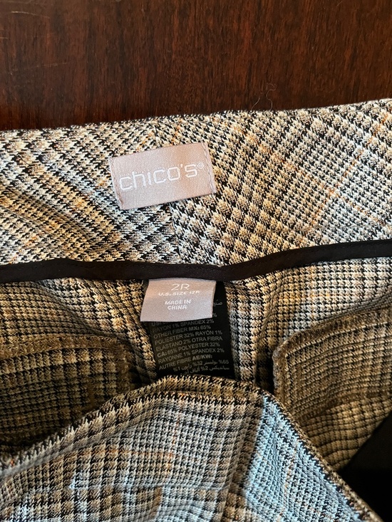 Chico's Brown Plaid Ladies Dress Pants Size 2R - Picture 4 of 6